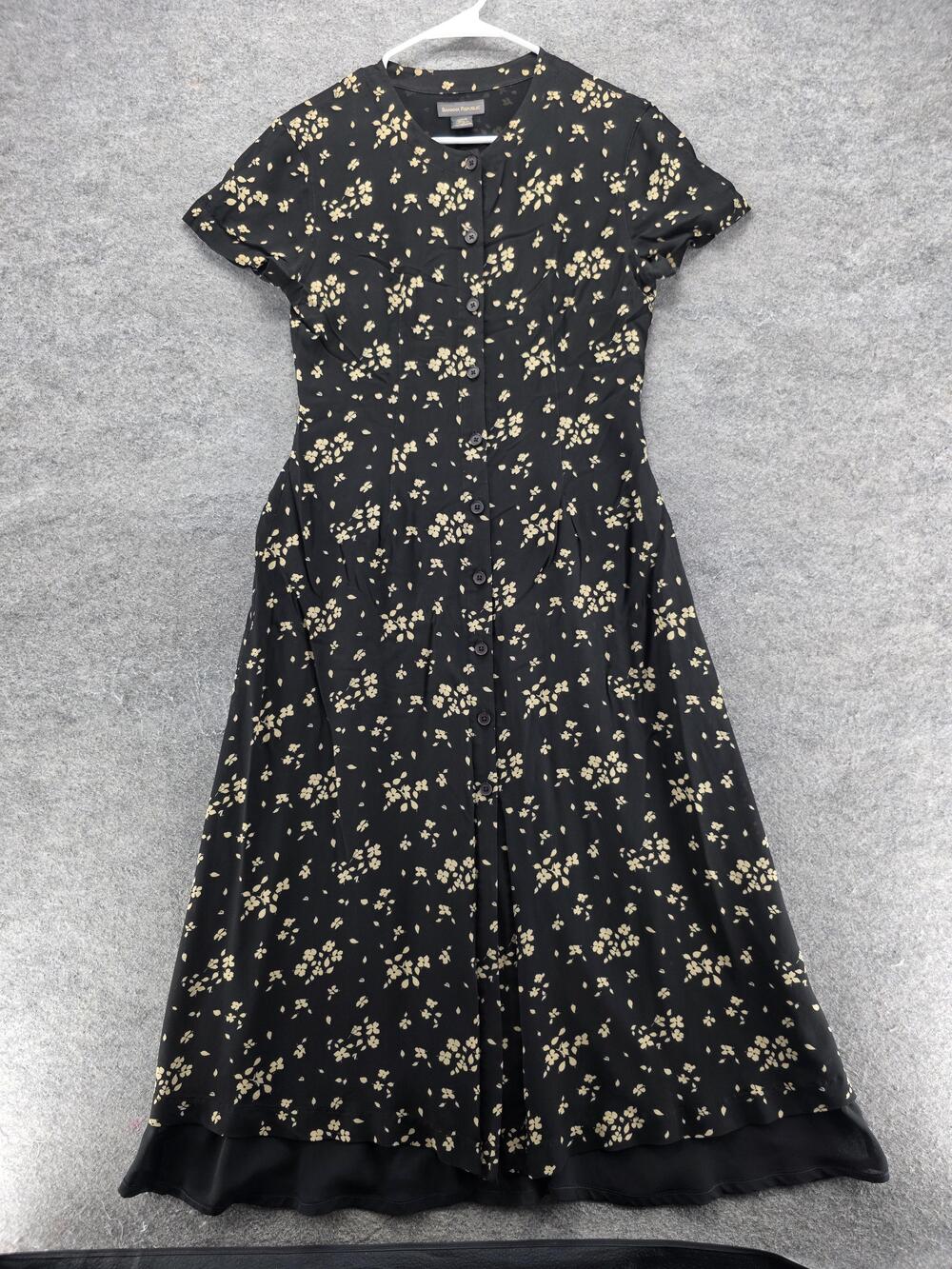 Banana Republic Dress Womens 6 Black Fit & Flare Maxi Round Neck Lined